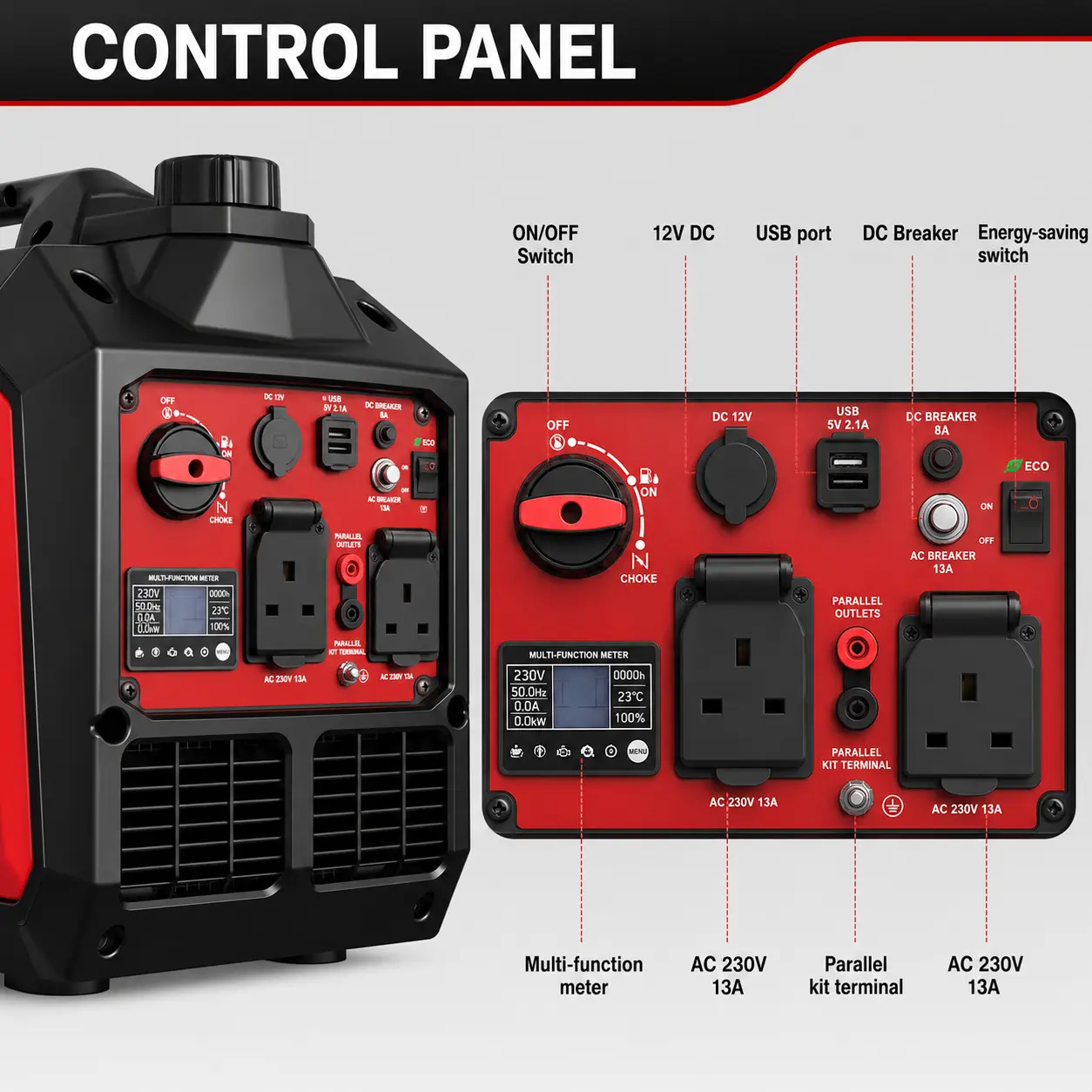 PowerSmart DB5035 inverter generator with Type G UK plugs — image 2